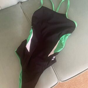 Speedo Black and Green Women's One Piece Swimsuit